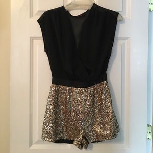 Black and gold romper